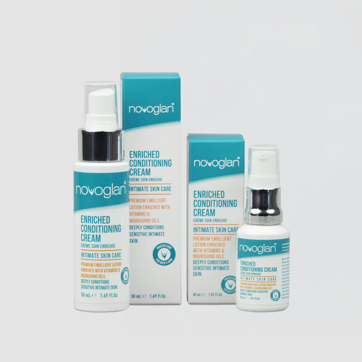 Novoglan Enriched Conditioning Cream 30mL and 50mL bottles and packaging