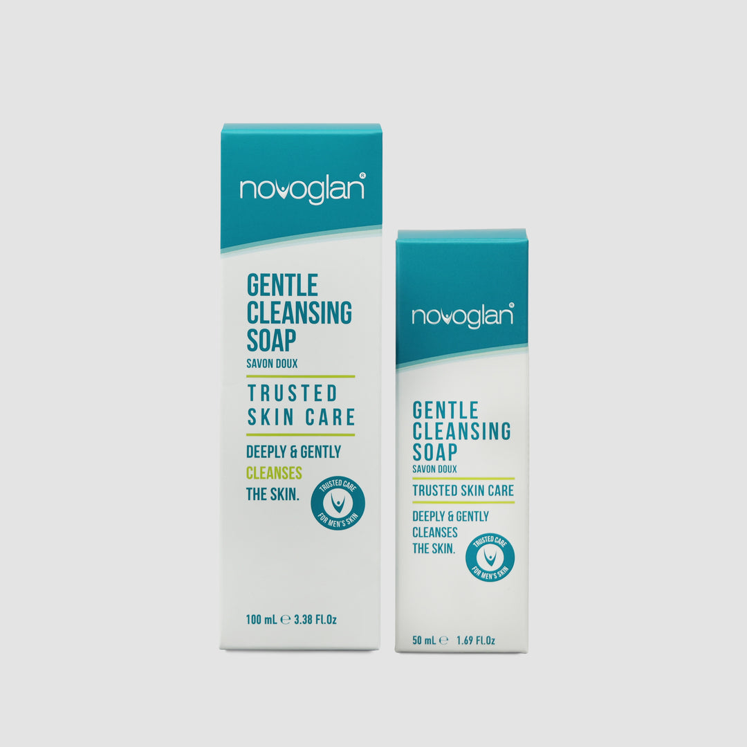 Novoglan Gentle Cleansing Soap 50mL and 100mL packaging