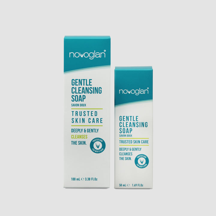 Novoglan Gentle Cleansing Soap 50mL and 100mL packaging