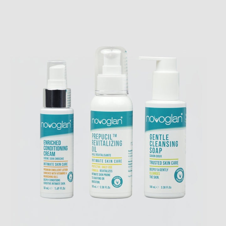 Three Novoglan skincare products included in the Novoglan Sexual Wellness Max Pack